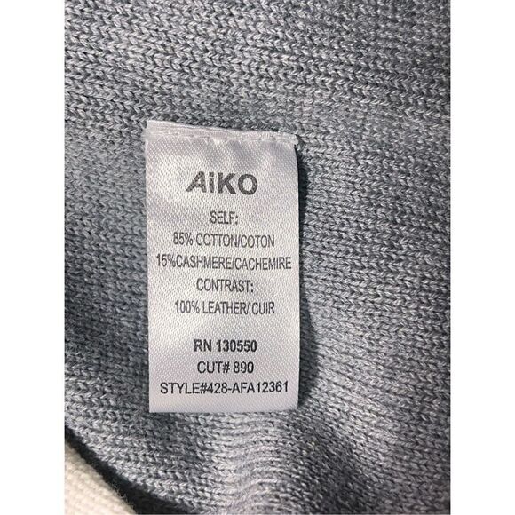 AiKO KWAN  Color Block Cashmere Blend Leather Long Sleeve Sweater  XS - Picture 6 of 6